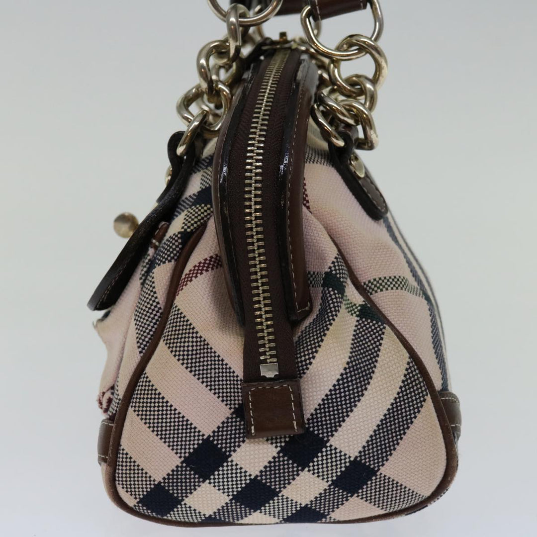 Burberry Nova Check Blue Label Hand Bag Canvas Beige Auth 69039