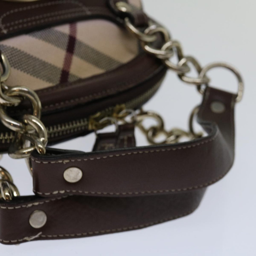 Burberry Nova Check Blue Label Hand Bag Canvas Beige Auth 69039
