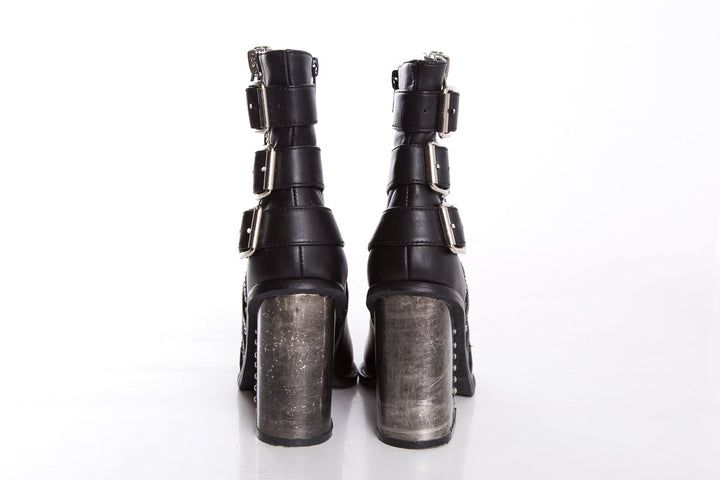 Jeffrey Campbell Black Booties w/ Buckle and Zipper Detail  SZ 6