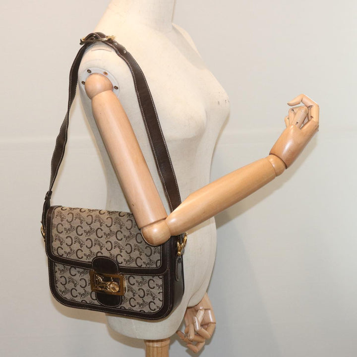 Celine C Macadam Canvas Shoulder Bag Beige  69250