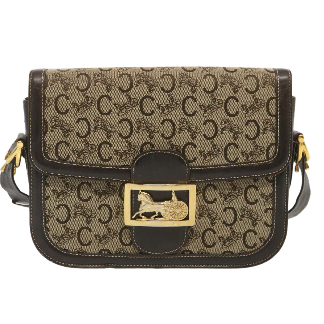 Celine C Macadam Canvas Shoulder Bag Beige  69250