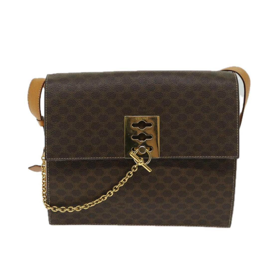 Celine Macadam Canvas Shoulder Bag PVC Brown Auth 69278