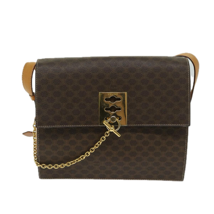 Celine Macadam Canvas Shoulder Bag PVC Brown Auth 69278