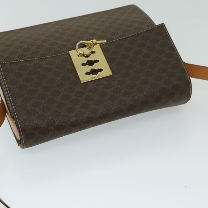Celine Macadam Canvas Shoulder Bag PVC Brown Auth 69278