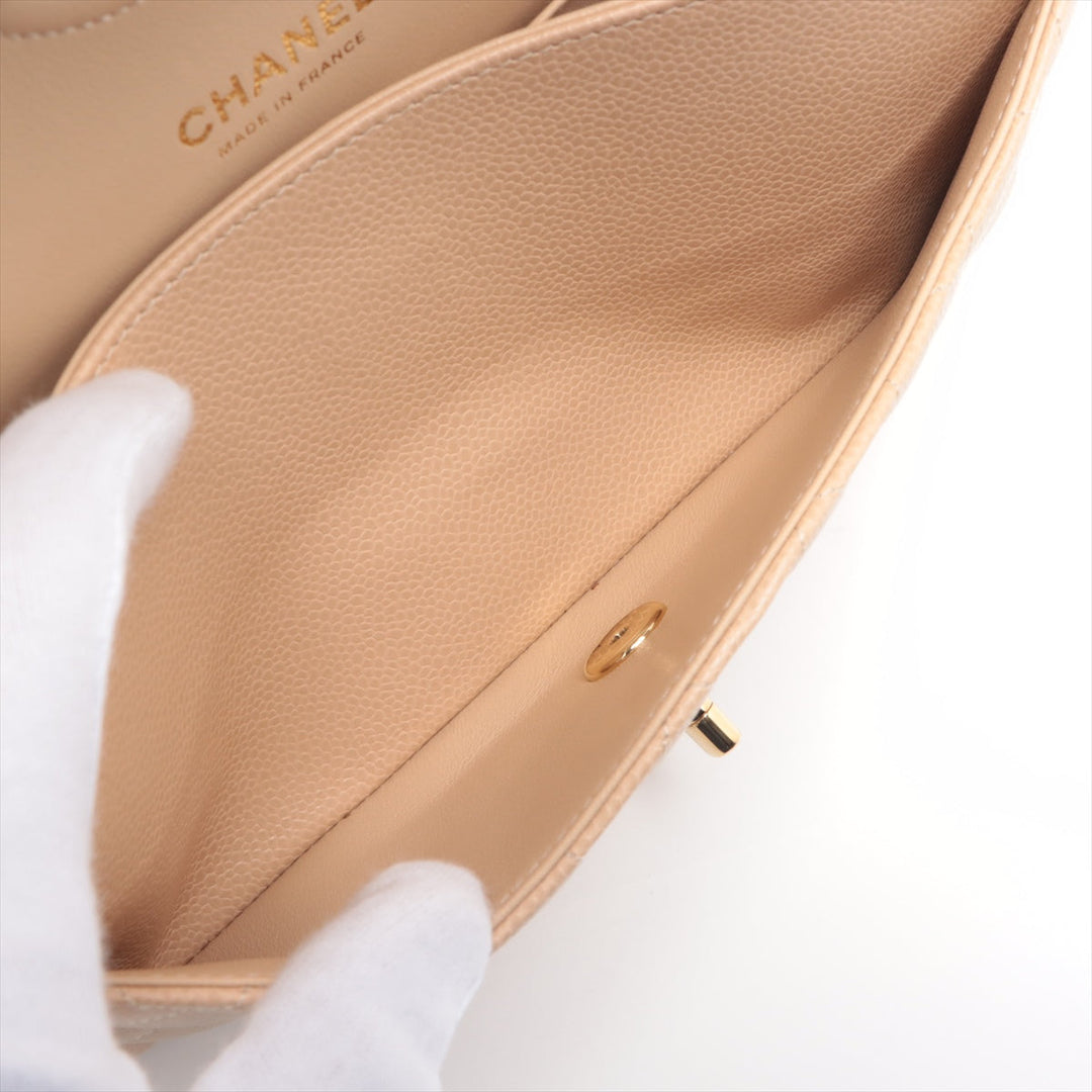 Top Quality Chanel Matrasse Caviar S Double Flap Double Chain Bag Beige Gold