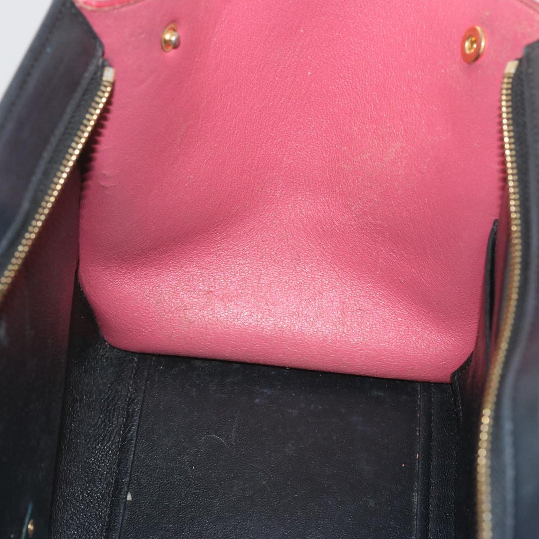 Celine Trapeze Hand Bag Leather 2way Beige Pink Auth 69339