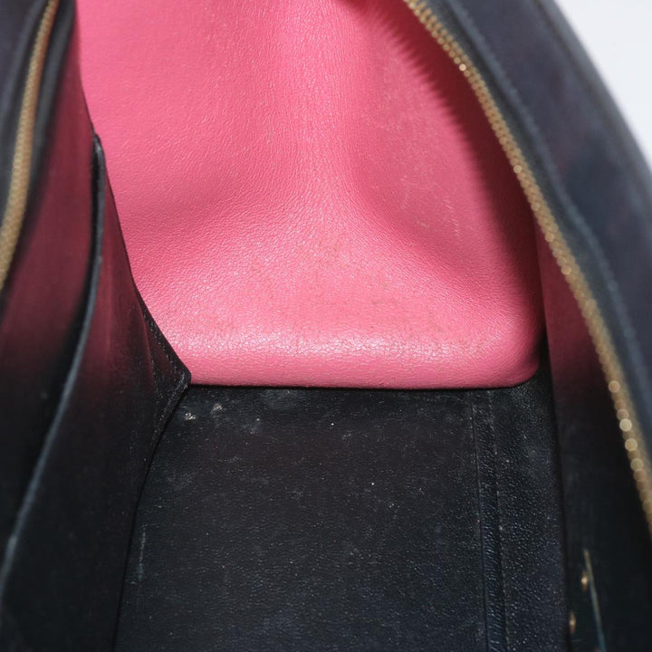 Celine Trapeze Hand Bag Leather 2way Beige Pink Auth 69339