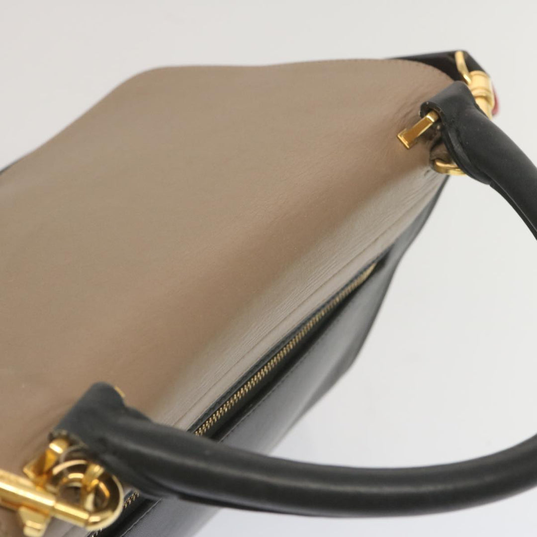 Celine Trapeze Hand Bag Leather 2way Beige Pink Auth 69339
