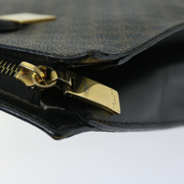 Celine Macadam Canvas Hand Bag PVC Black Auth 69372