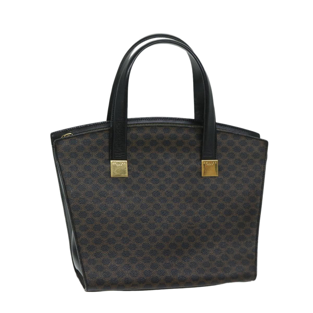 Celine Macadam Canvas Hand Bag PVC Black Auth 69372