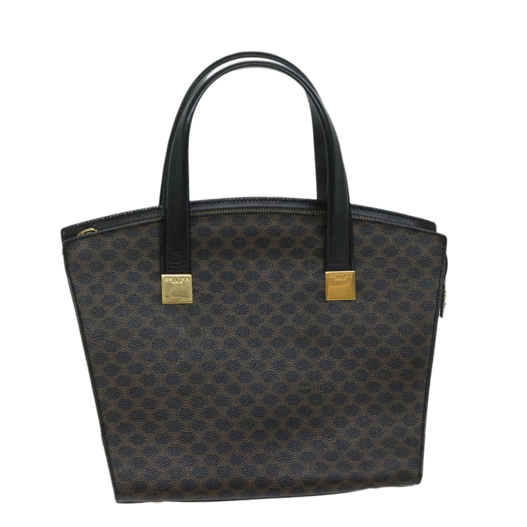 Celine Macadam Canvas Hand Bag PVC Black Auth 69372