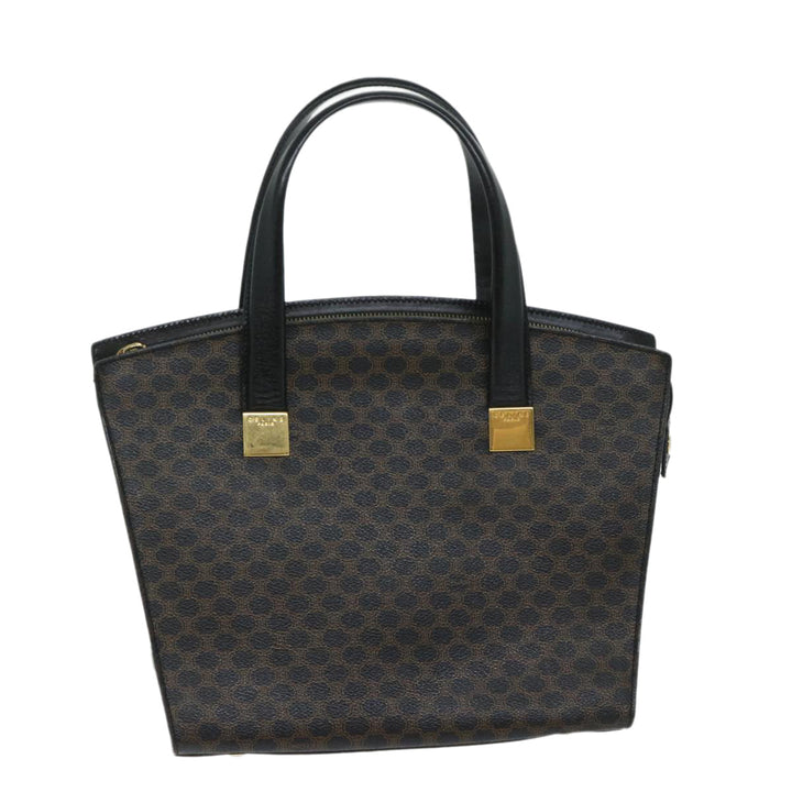 Celine Macadam Canvas Hand Bag PVC Black Auth 69372