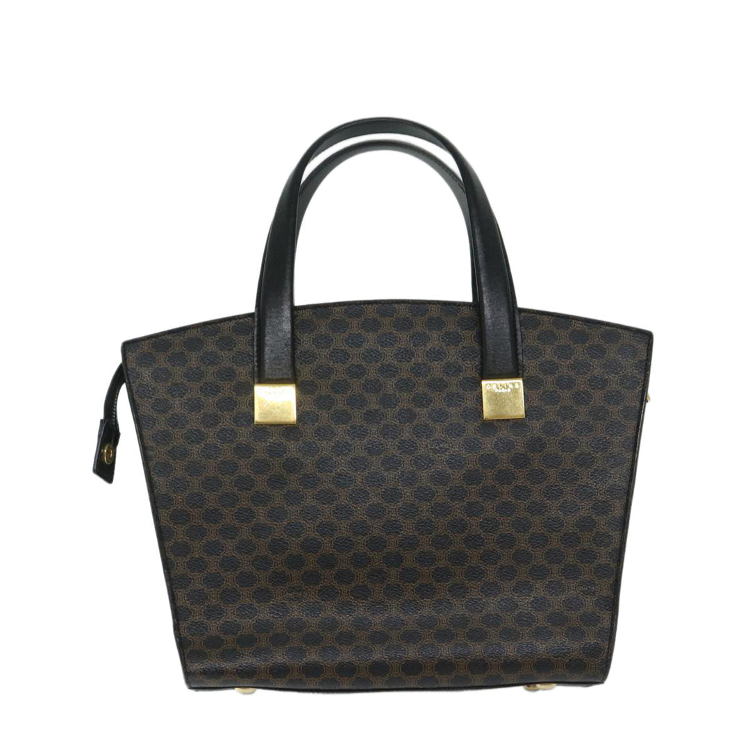 Celine Macadam Canvas Hand Bag PVC Black Auth 69372