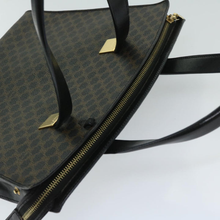 Celine Macadam Canvas Hand Bag PVC Black Auth 69372