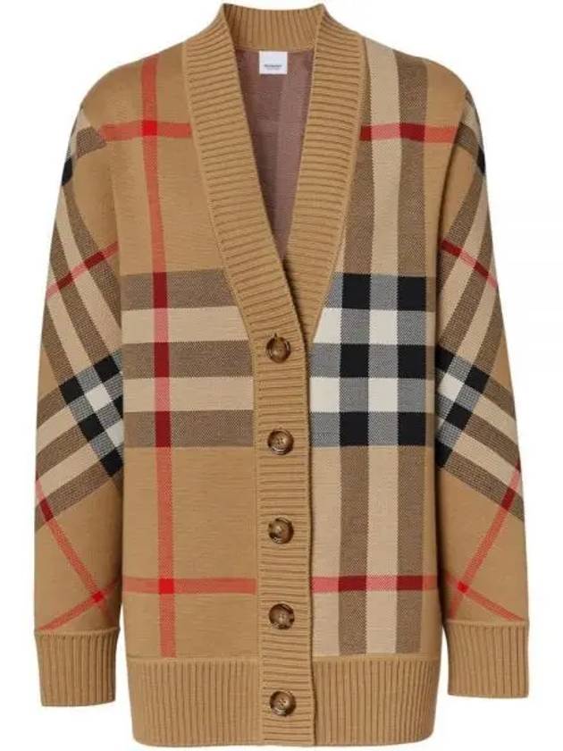 Burberry Check Technical Wool Jacquard Cardigan Archive Beige