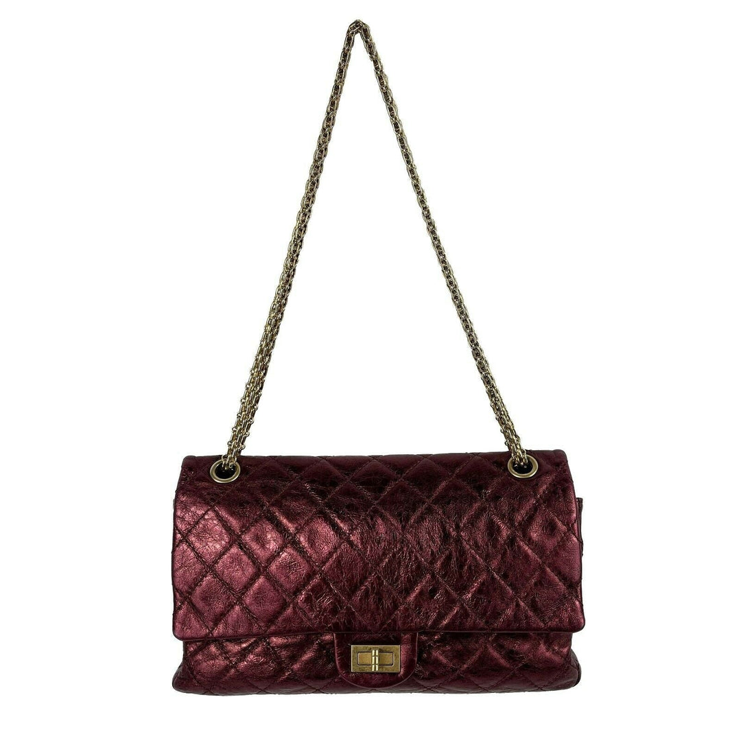 Chanel - Metallic Quilted Calfskin 2.55 Reissue 227 Double New - Maroon