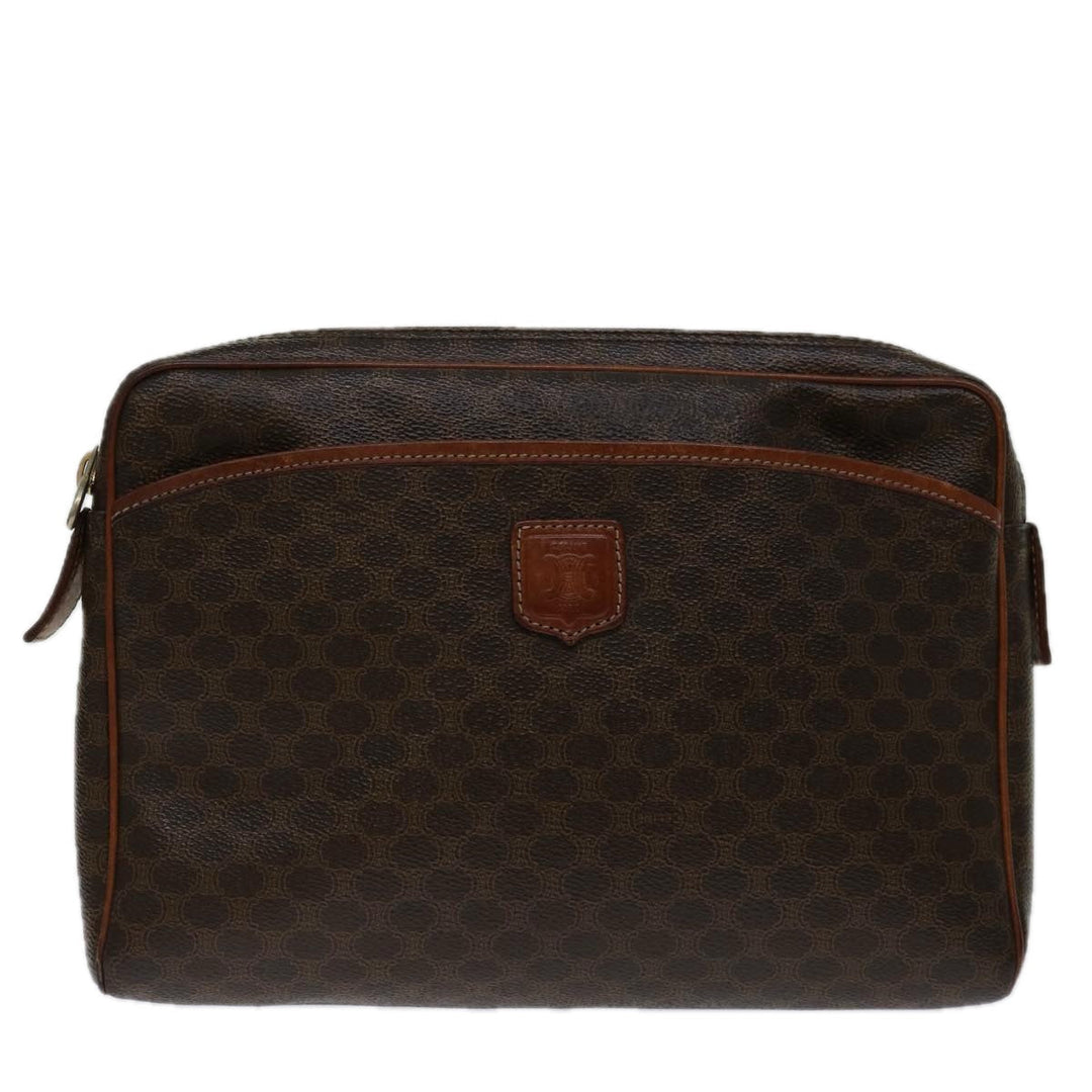 Celine Macadam Canvas Clutch Bag PVC Brown Auth 69515