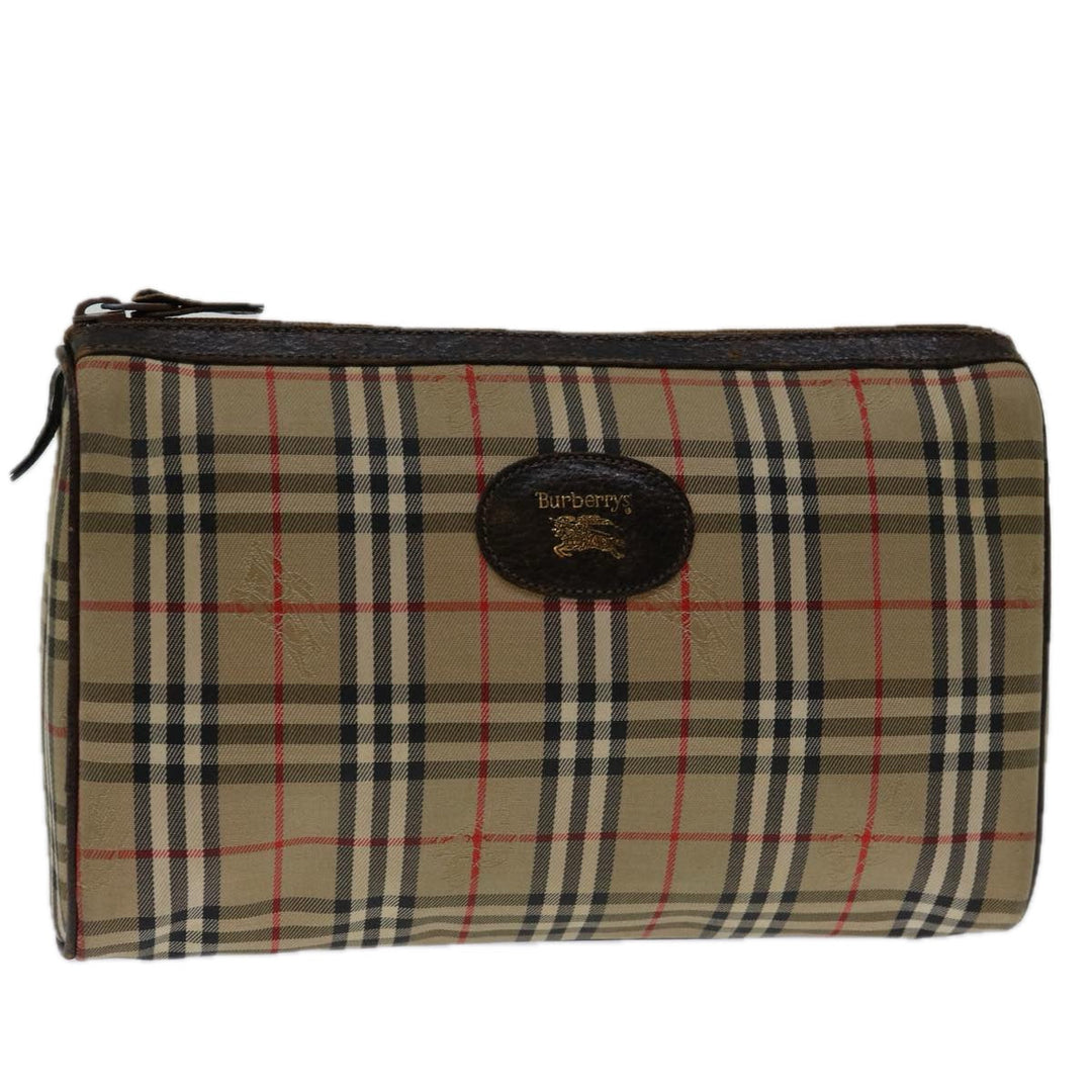 BurberrySs Nova Check Clutch Bag Canvas Beige Auth 69517
