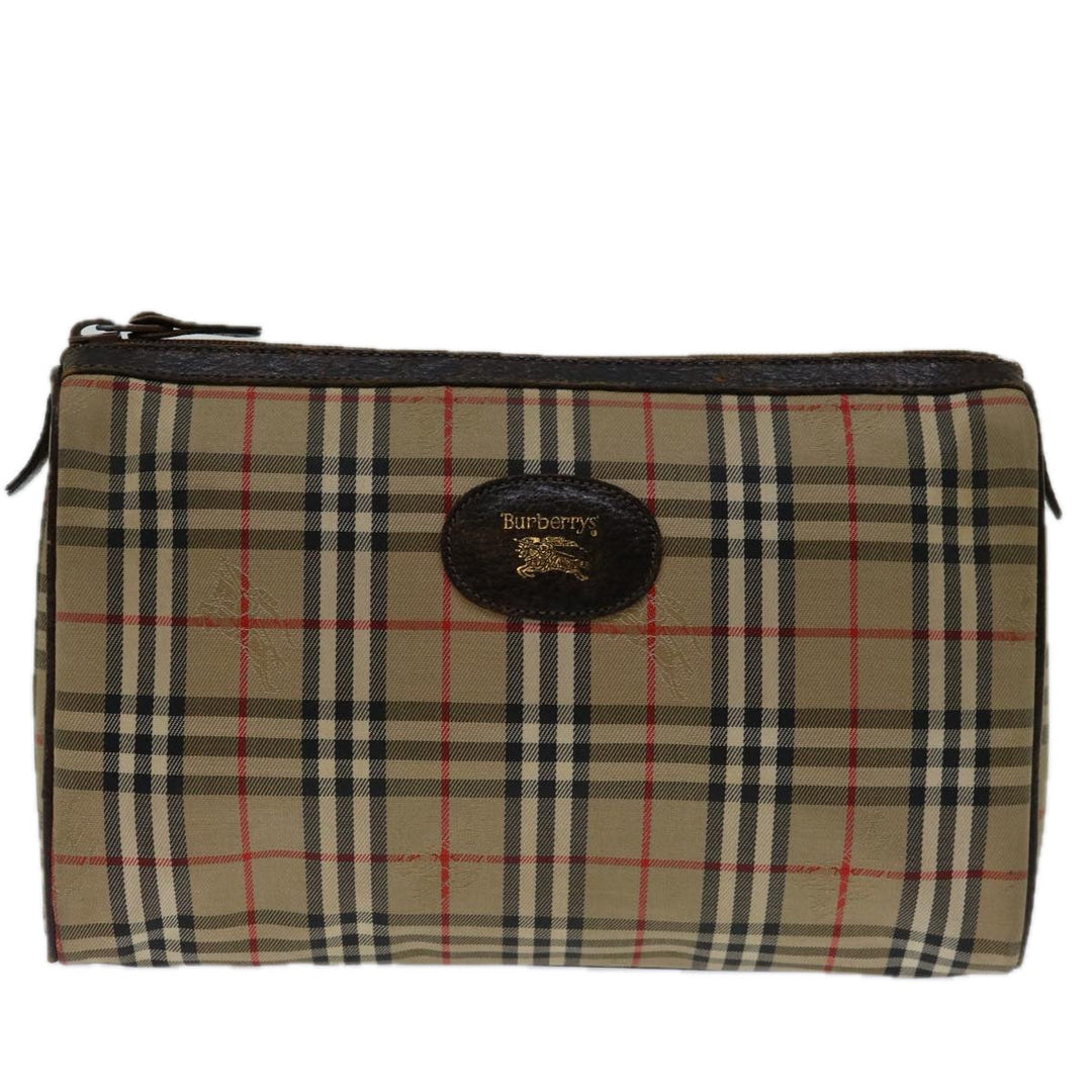 BurberrySs Nova Check Clutch Bag Canvas Beige Auth 69517