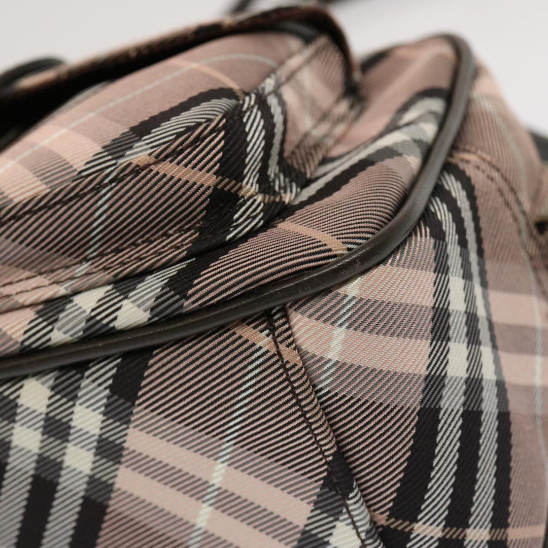 Burberry Nova Check Blue Label Shoulder Bag Nylon Pink Auth 69529