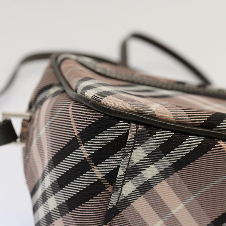 Burberry Nova Check Blue Label Shoulder Bag Nylon Pink Auth 69529