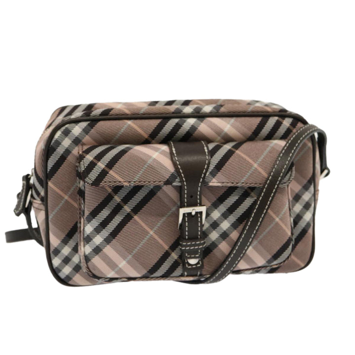 Burberry Nova Check Blue Label Shoulder Bag Nylon Pink Auth 69529