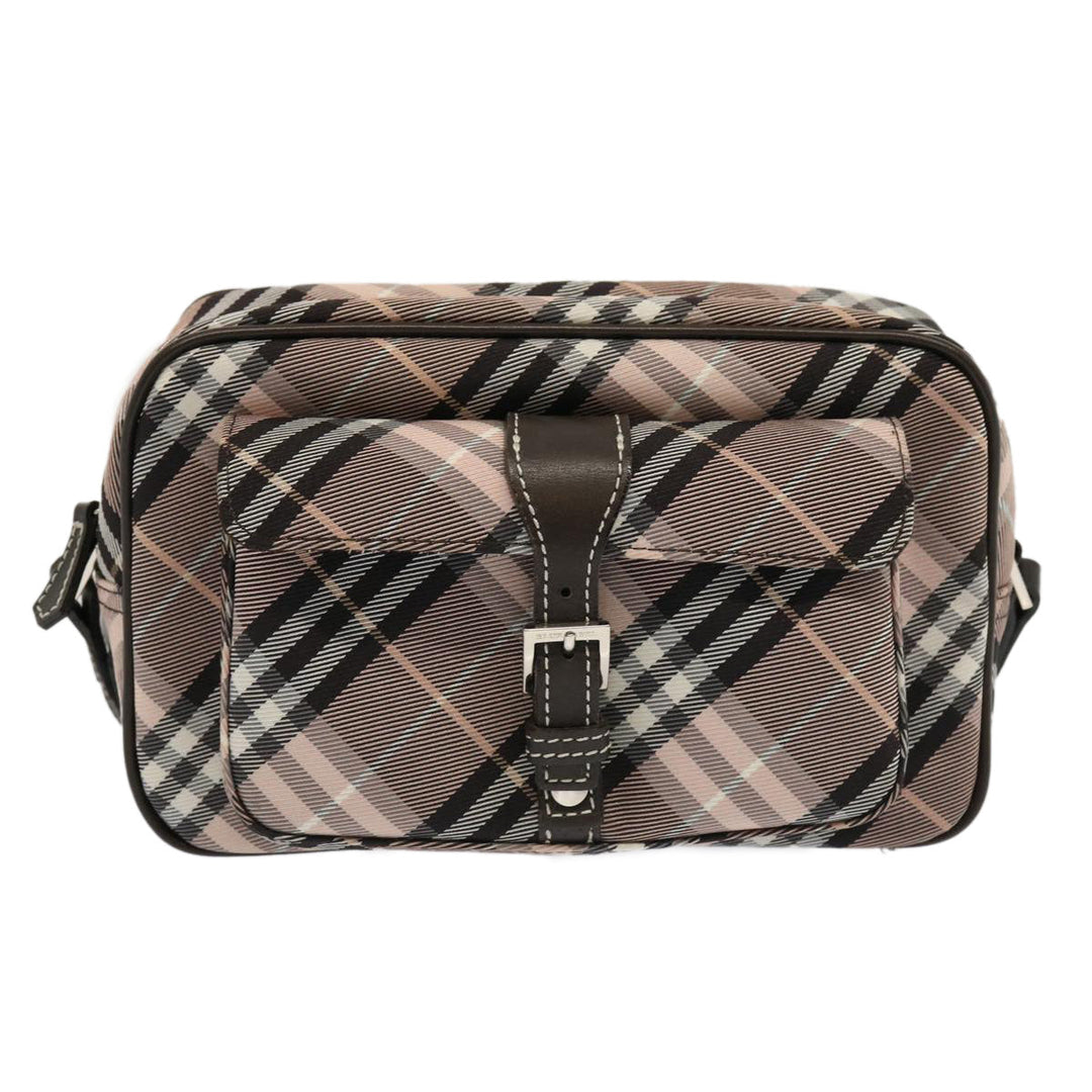 Burberry Nova Check Blue Label Shoulder Bag Nylon Pink Auth 69529