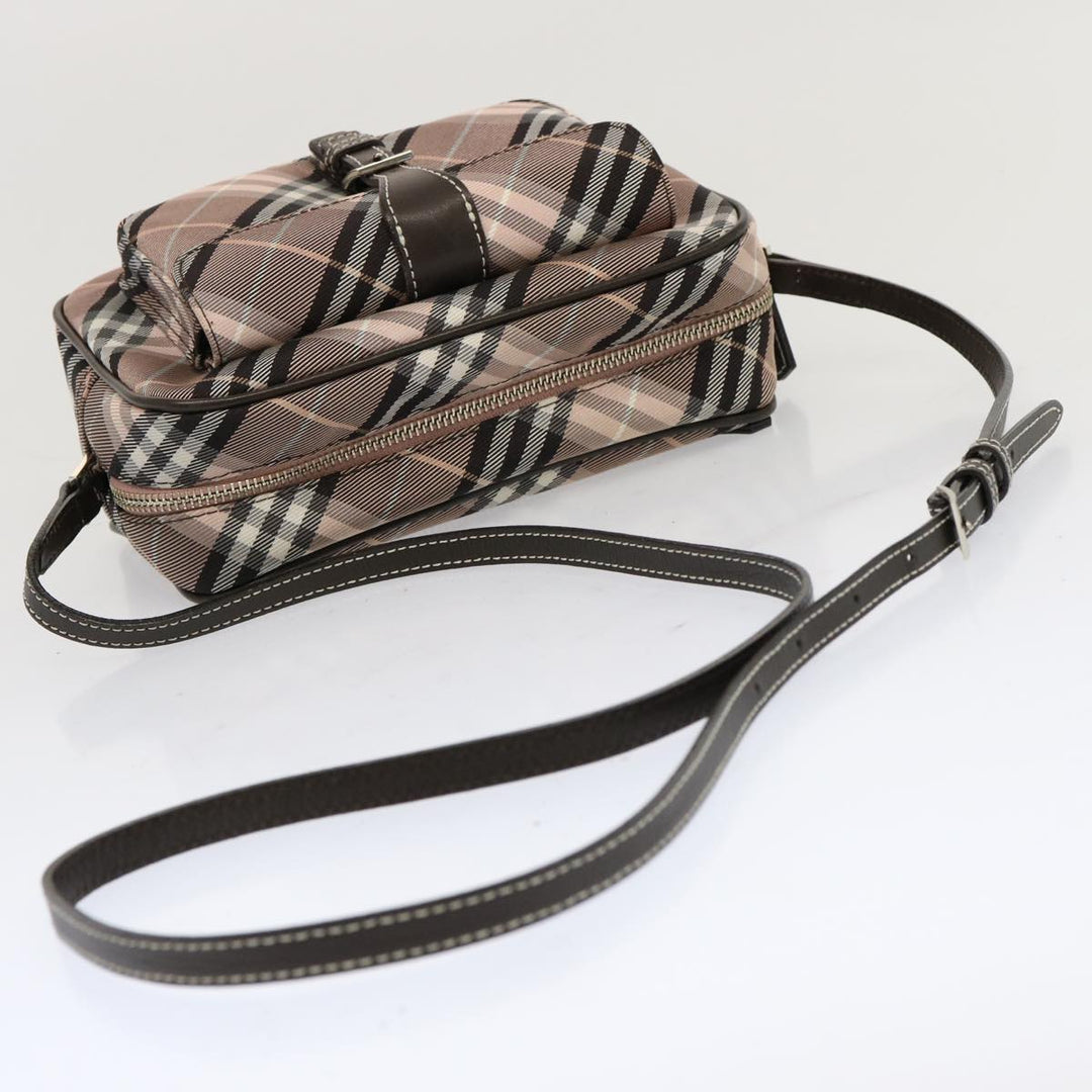 Burberry Nova Check Blue Label Shoulder Bag Nylon Pink Auth 69529