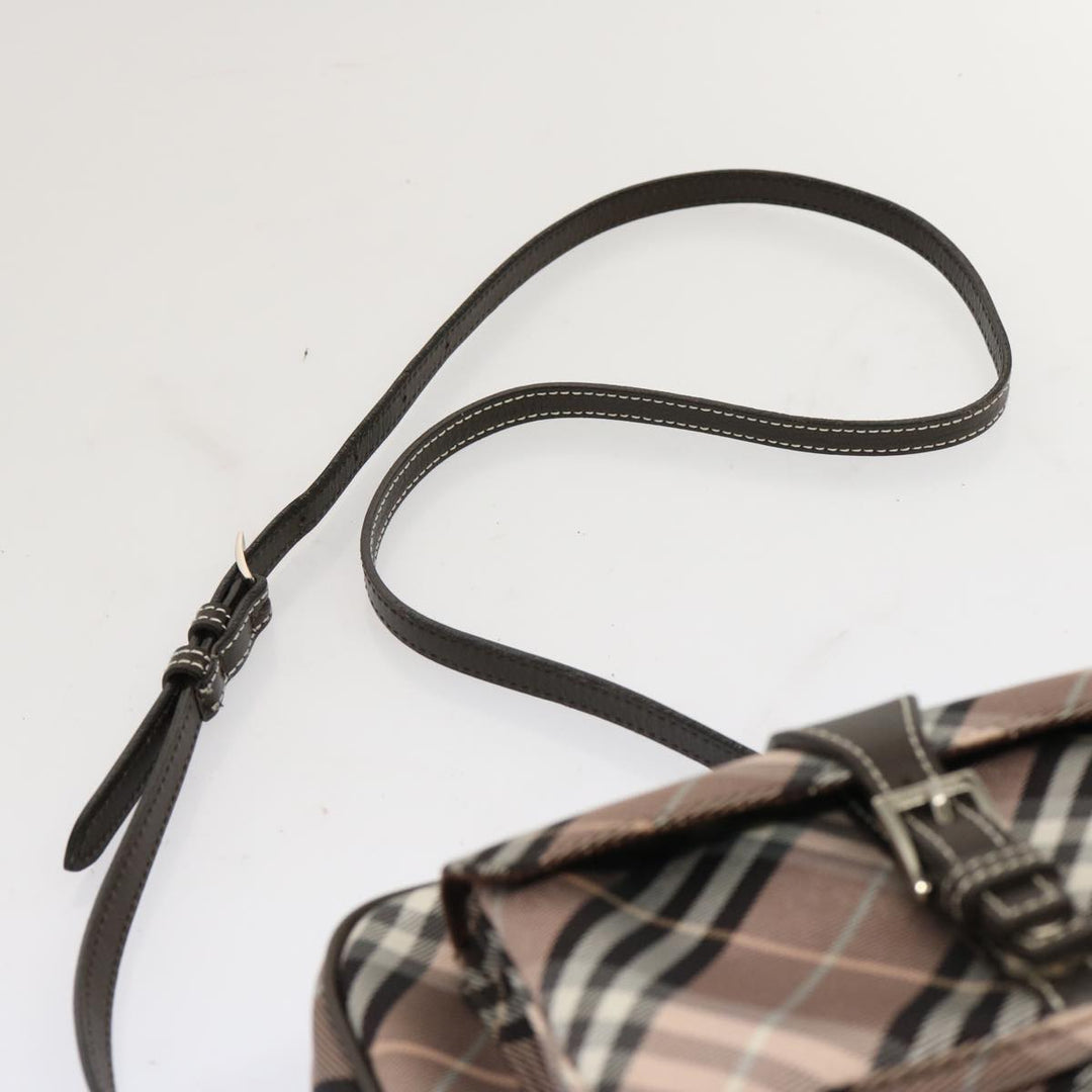 Burberry Nova Check Blue Label Shoulder Bag Nylon Pink Auth 69529