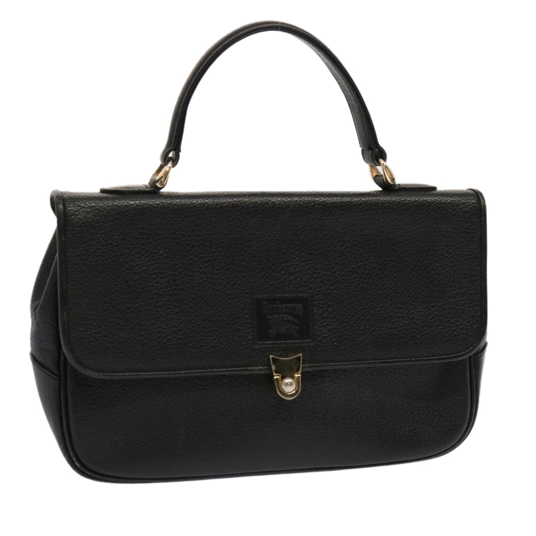 BurberrySs Hand Bag Leather Black Auth 69546