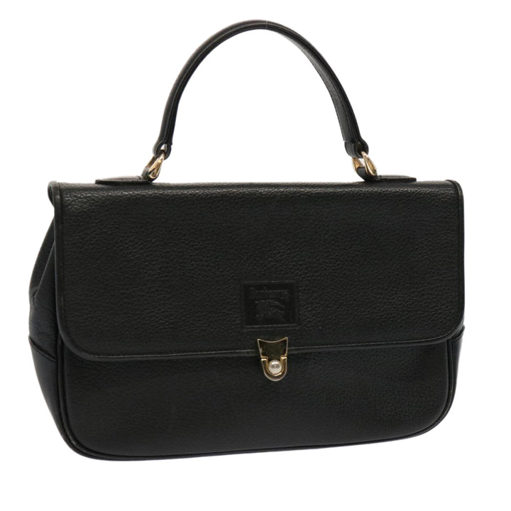 BurberrySs Hand Bag Leather Black Auth 69546