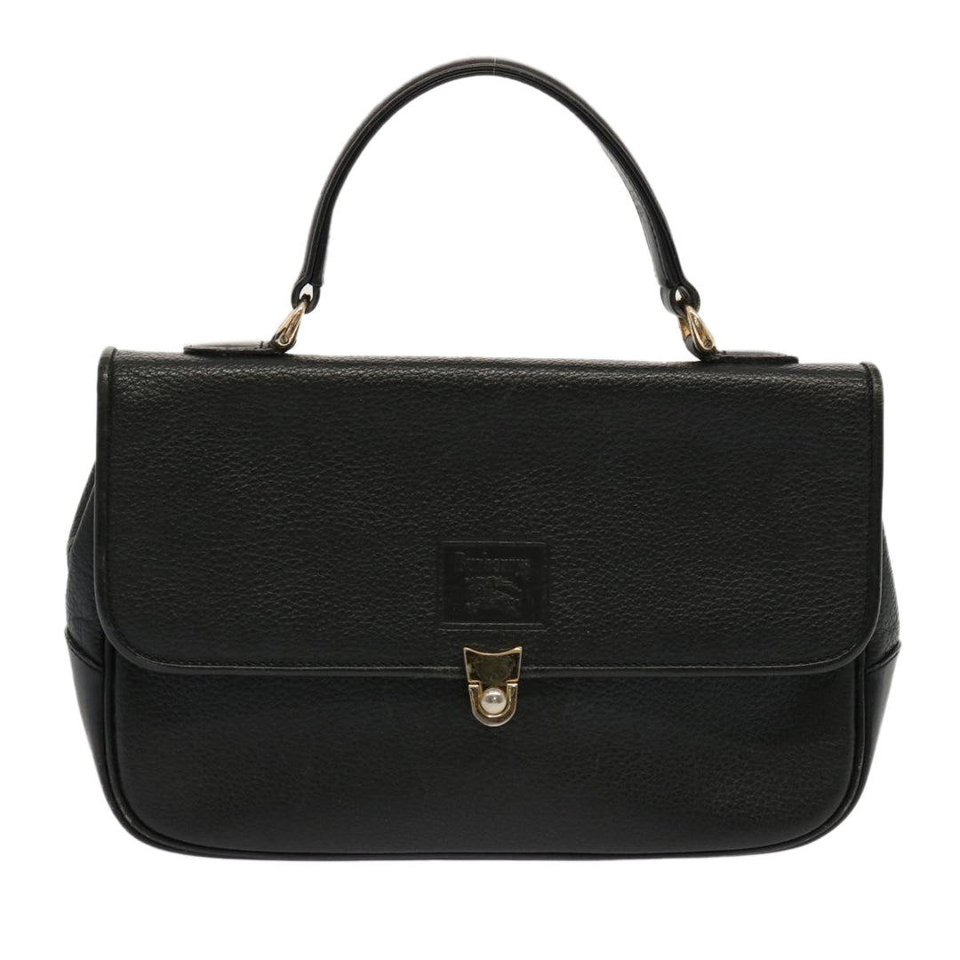 BurberrySs Hand Bag Leather Black Auth 69546