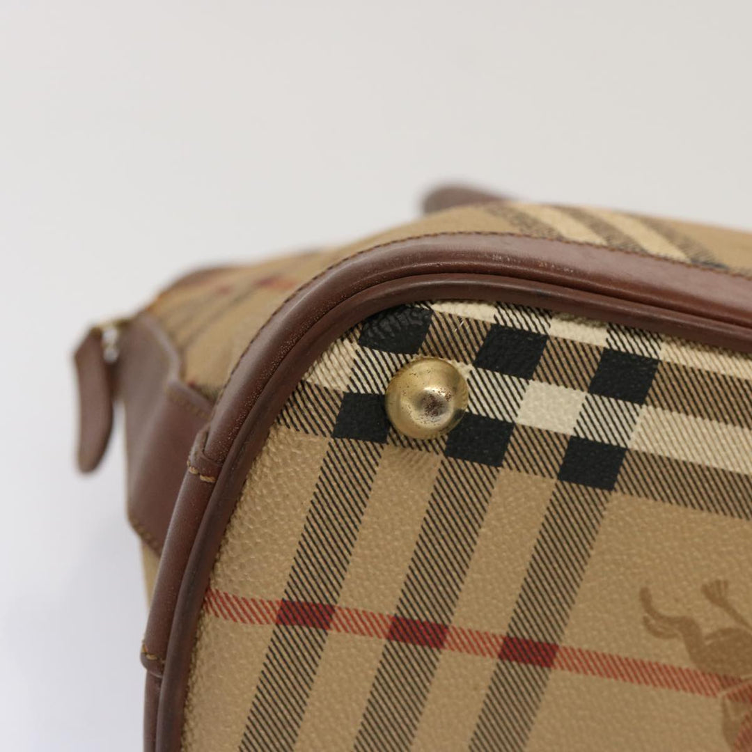 BURBERRYSs Nova Check Hand Bag PVC Leather Beige Auth 69571