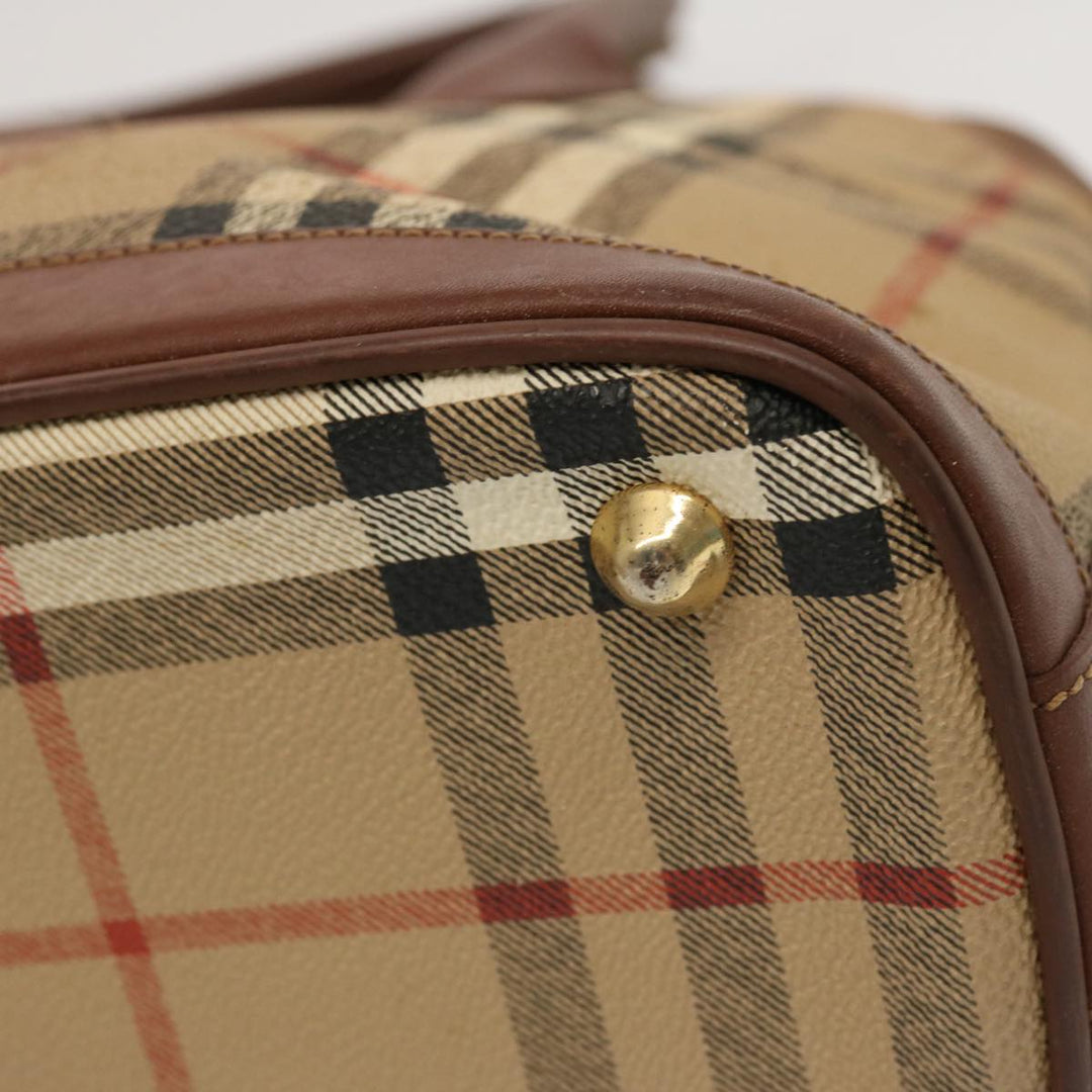 BURBERRYSs Nova Check Hand Bag PVC Leather Beige Auth 69571
