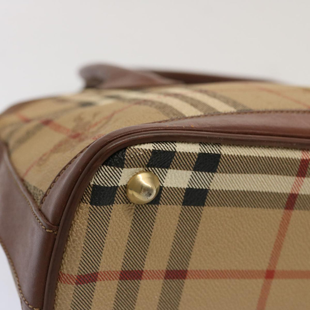 BURBERRYSs Nova Check Hand Bag PVC Leather Beige Auth 69571