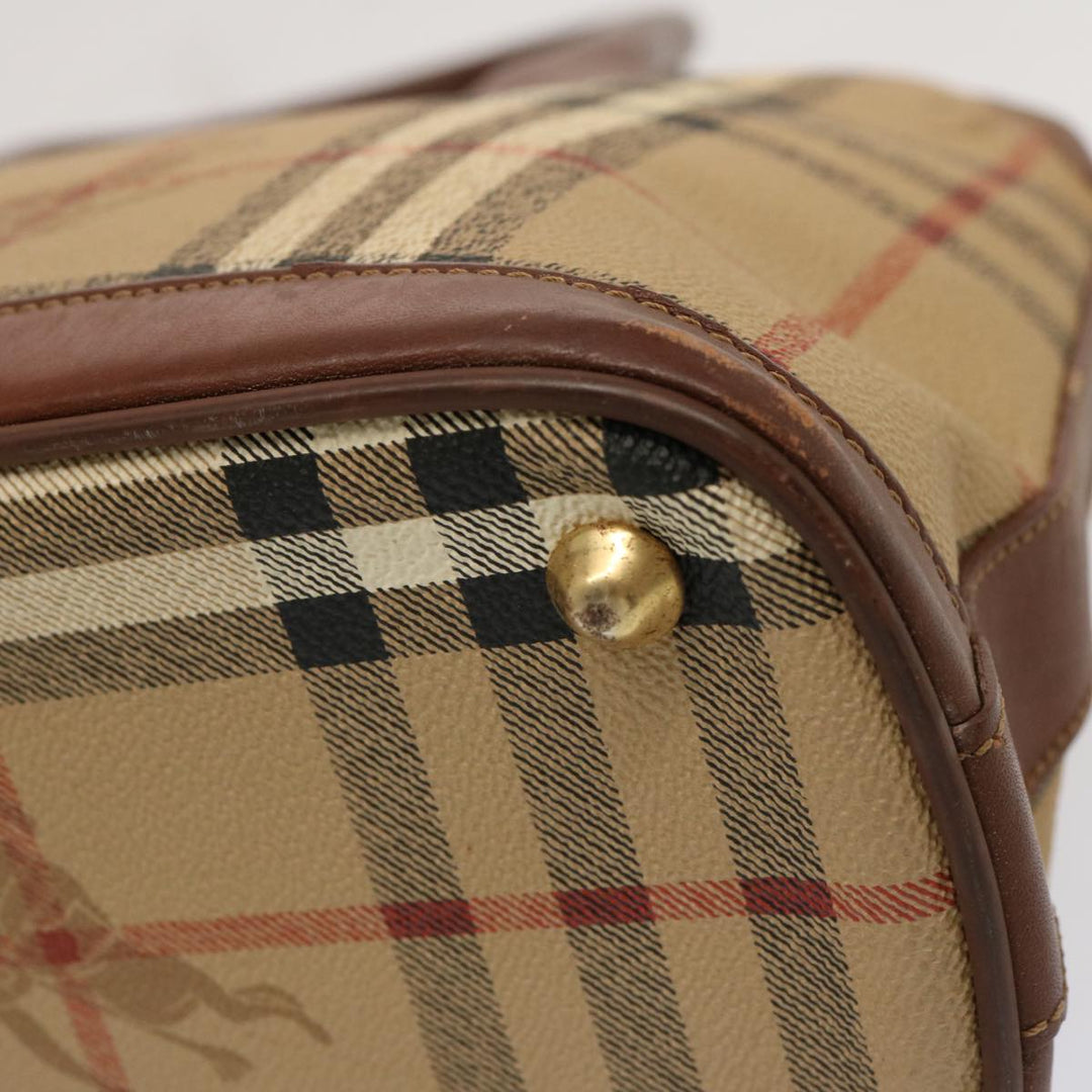 BURBERRYSs Nova Check Hand Bag PVC Leather Beige Auth 69571