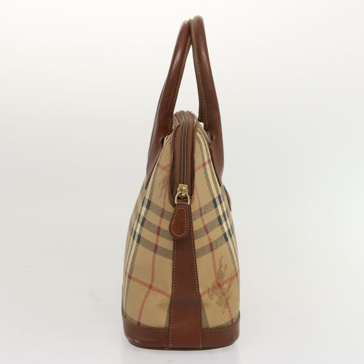 BURBERRYSs Nova Check Hand Bag PVC Leather Beige Auth 69571