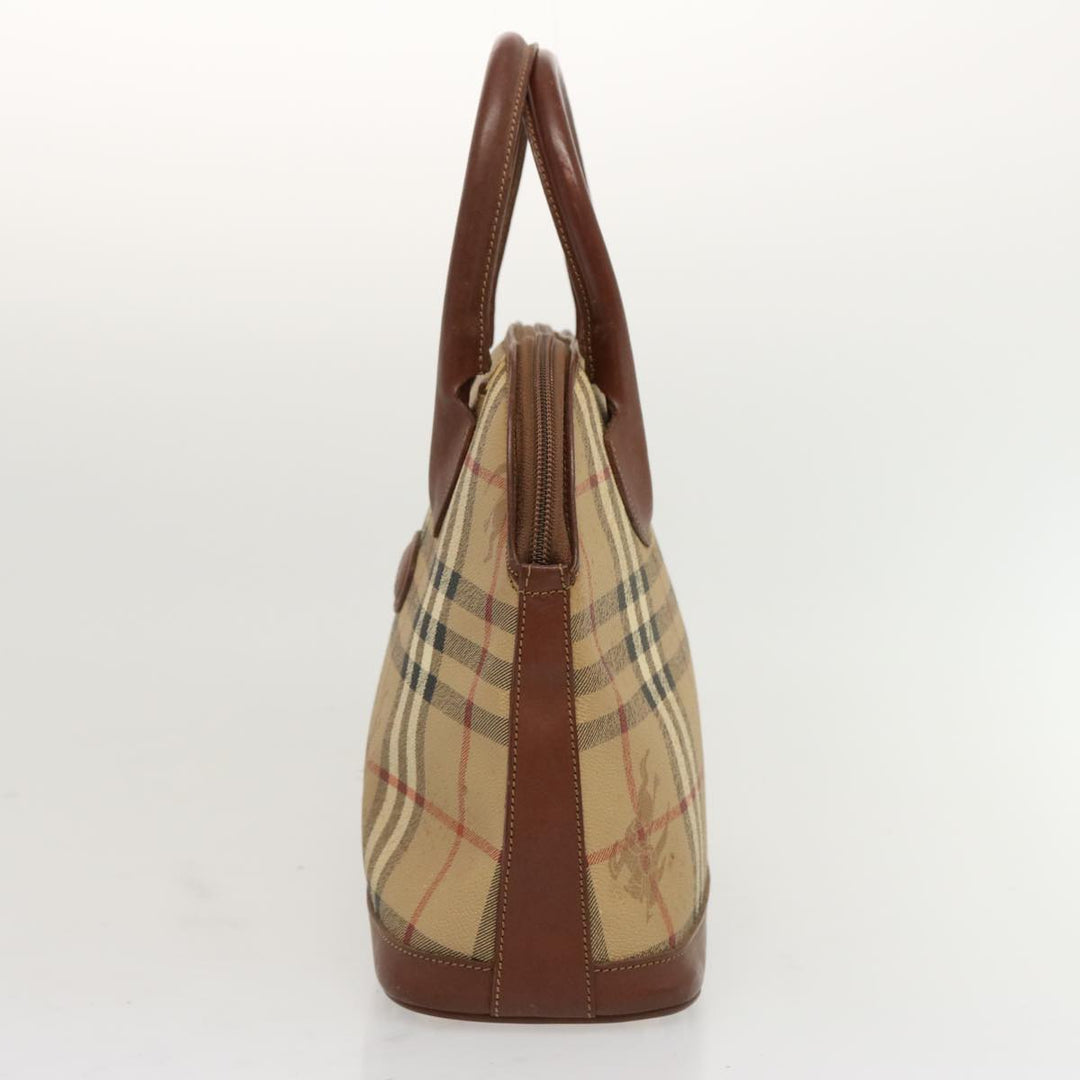 BURBERRYSs Nova Check Hand Bag PVC Leather Beige Auth 69571