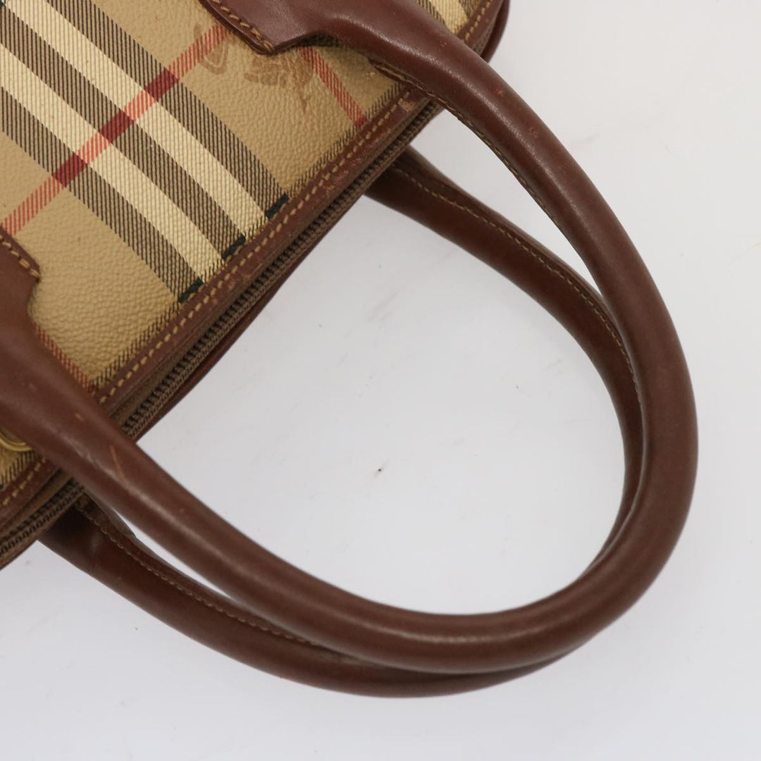 BURBERRYSs Nova Check Hand Bag PVC Leather Beige Auth 69571