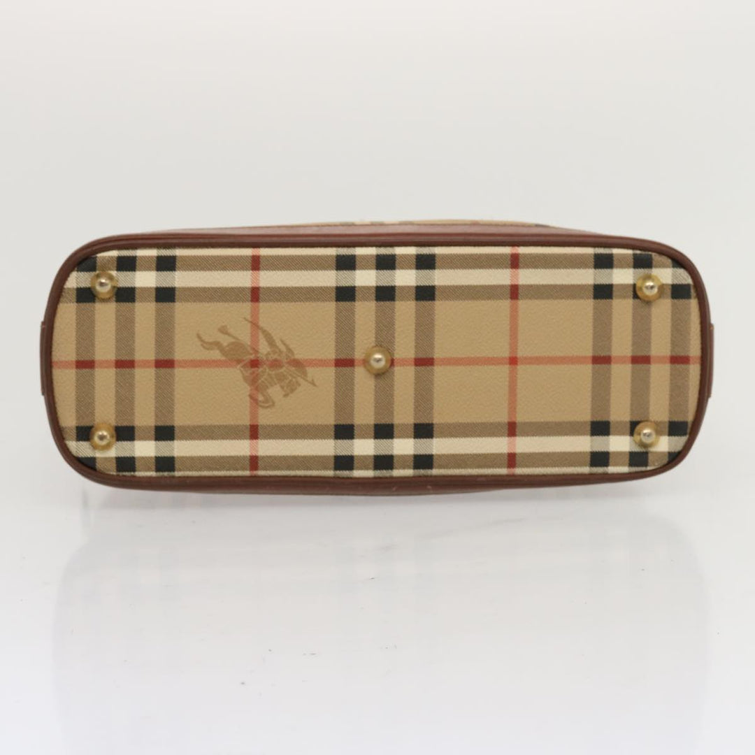 BURBERRYSs Nova Check Hand Bag PVC Leather Beige Auth 69571