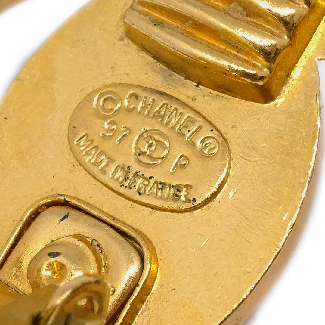 Top Quality Chanel CC Turnlock Earrings Clip-On Gold Large 97P