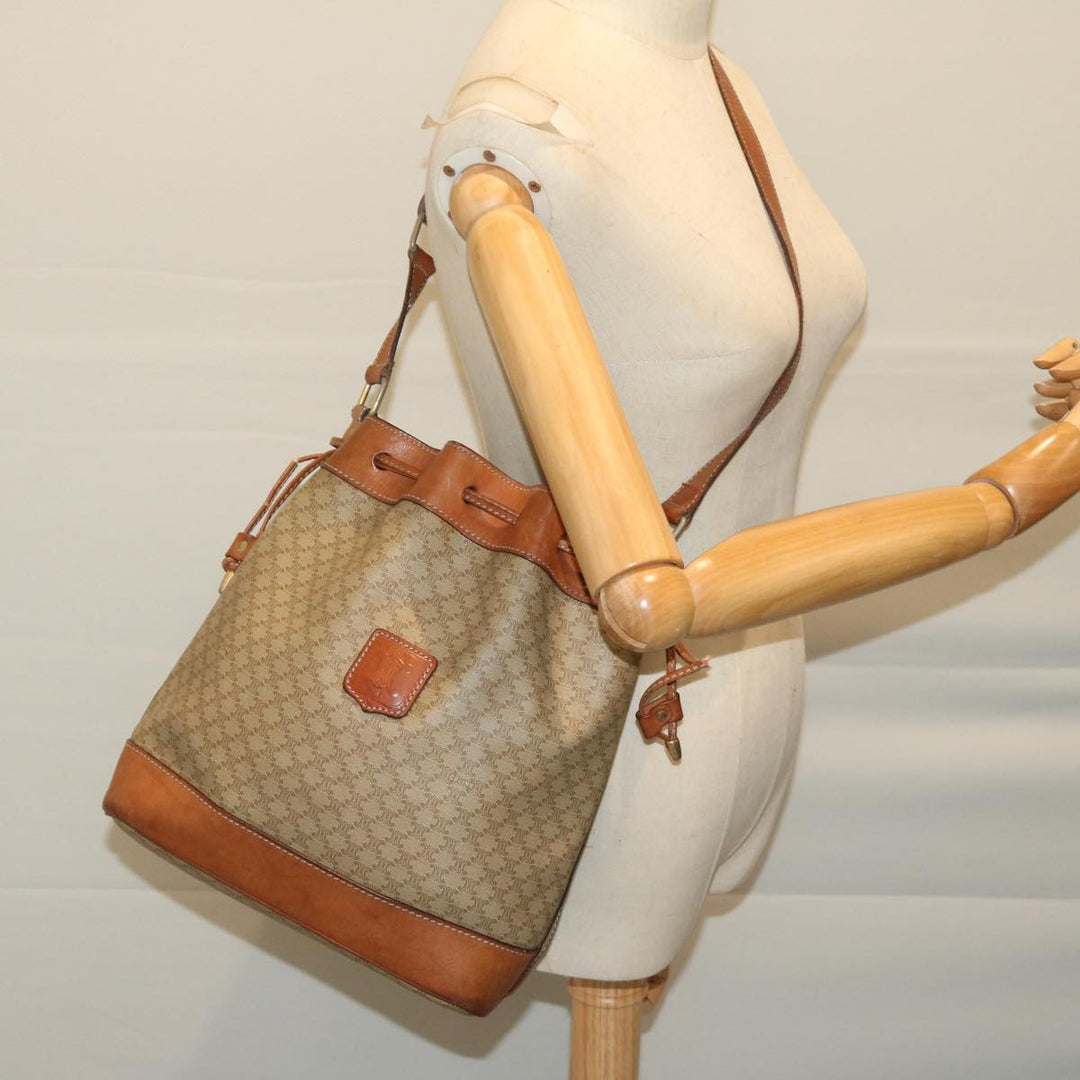 Celine Macadam Canvas Shoulder Bag Beige  69628
