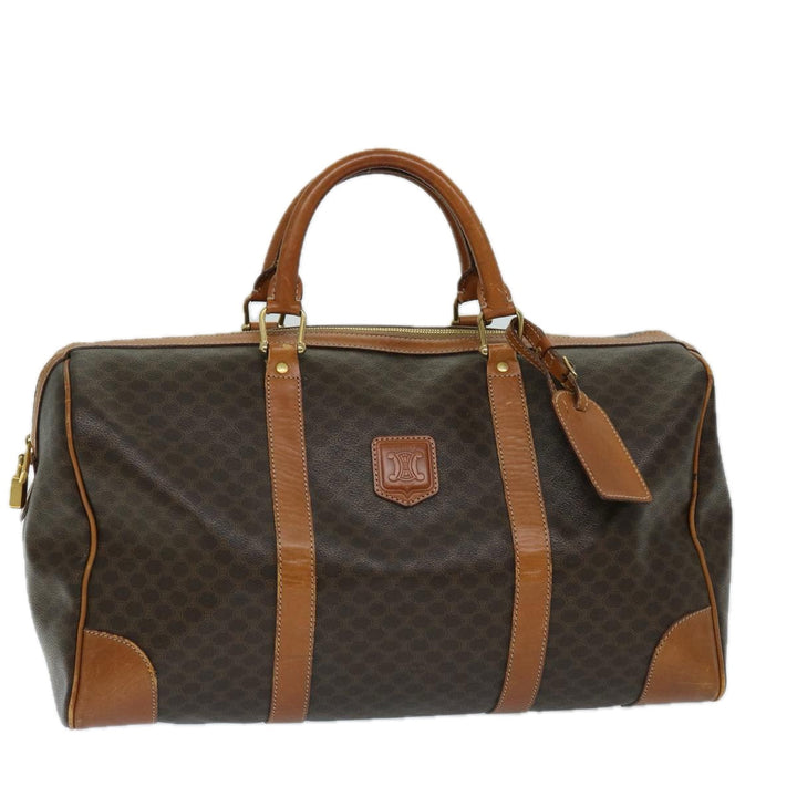Celine Macadam Canvas Boston Bag PVC Brown Auth 69631
