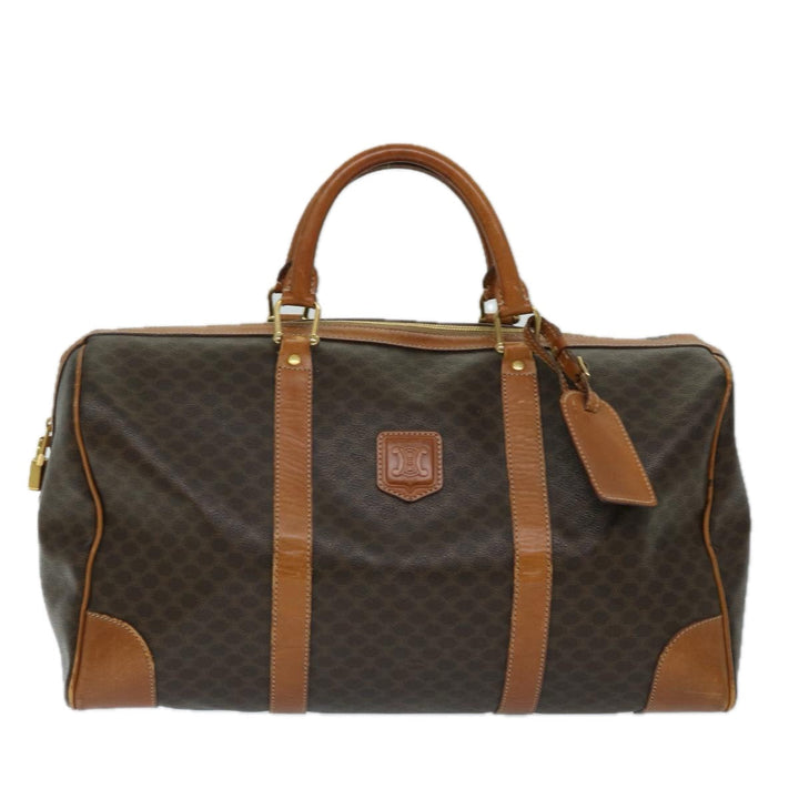 Celine Macadam Canvas Boston Bag PVC Brown Auth 69631