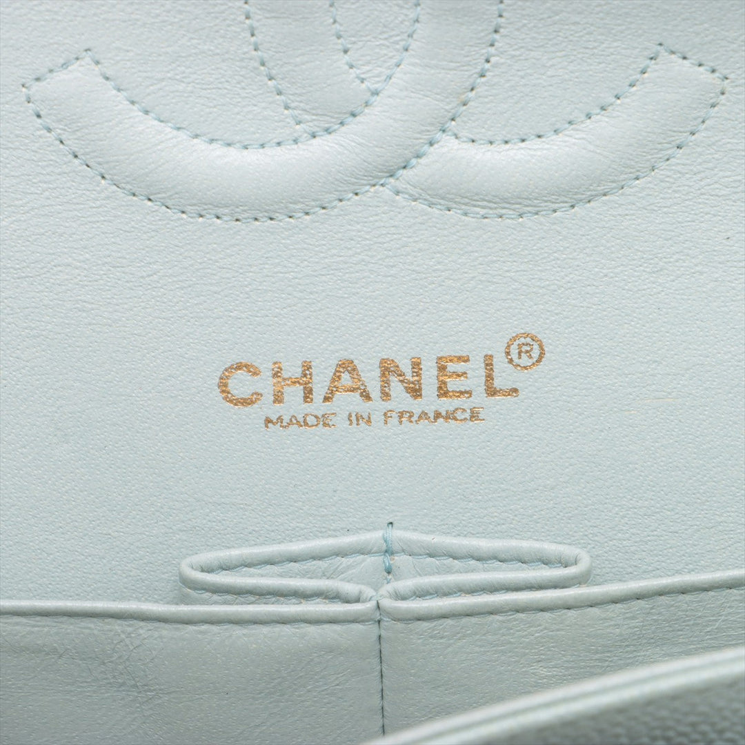 Top Quality Chanel Matrasse 25 Caviar S Double Flap Double Chain Bag Blue G  7th A01112