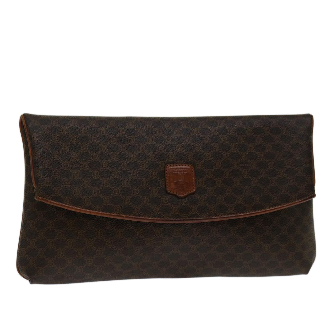Celine Macadam Canvas Clutch Bag PVC Brown  69683