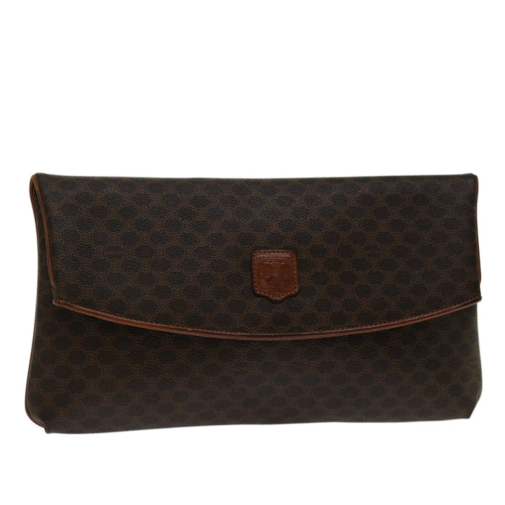 Celine Macadam Canvas Clutch Bag PVC Brown  69683