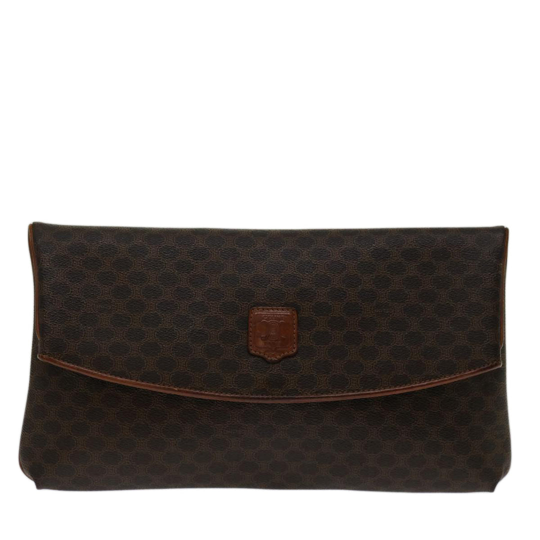 Celine Macadam Canvas Clutch Bag PVC Brown  69683