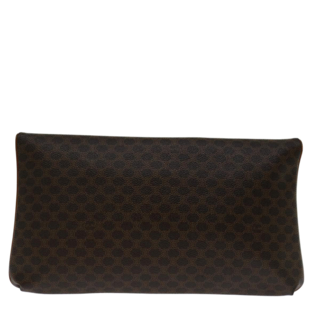Celine Macadam Canvas Clutch Bag PVC Brown  69683