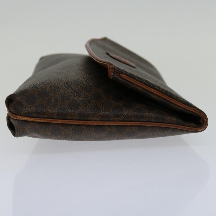 Celine Macadam Canvas Clutch Bag PVC Brown  69683